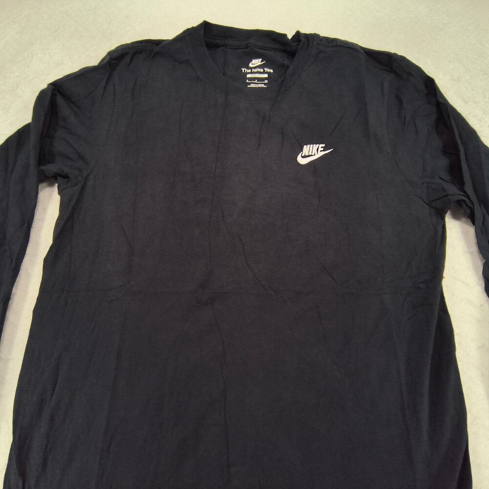 Nike Tee Graphic Crew Neck Long Sleeve Shirt Mens Size Small S Black White
